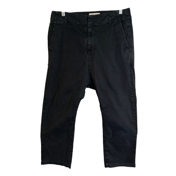 Nili Lotan 10 Paris Pants $345 Drop Crotch Cotton Crop Slouchy Washed Black Blue - Picture 3 of 5